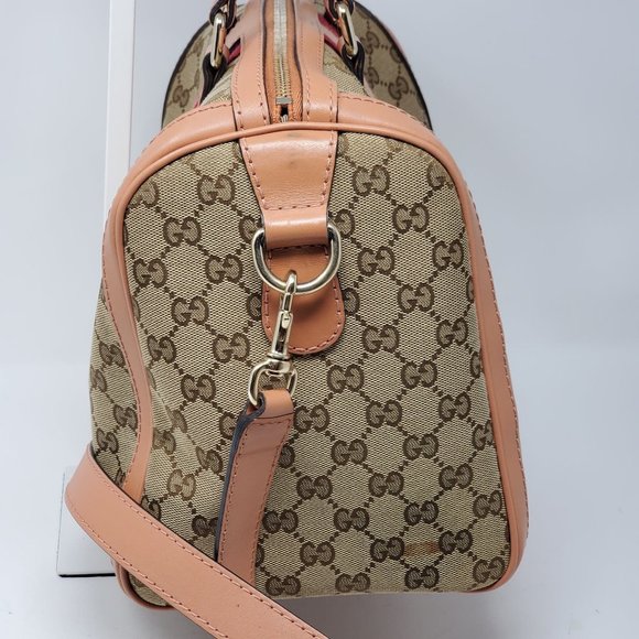 100% Auth Gucci Vintage Boston Canvas Satchel Bag - Picture 4 of 16